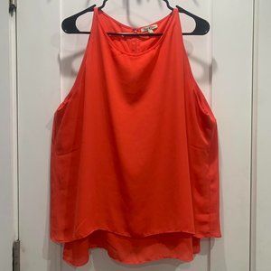 EMMA & OLIVIA Bright Coral Sleeveless Blouse